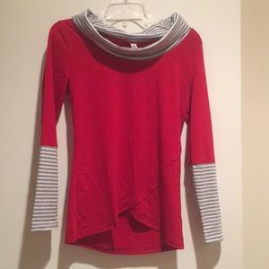 Fashion Apparel Ruby Red Cowl Neck Tee